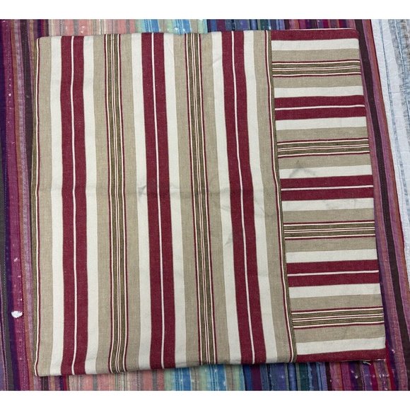 Pottery Barn Red Tan Striped Throw Pillow Cover 18" x 18" Linen Blend Zipper - Picture 2 of 6